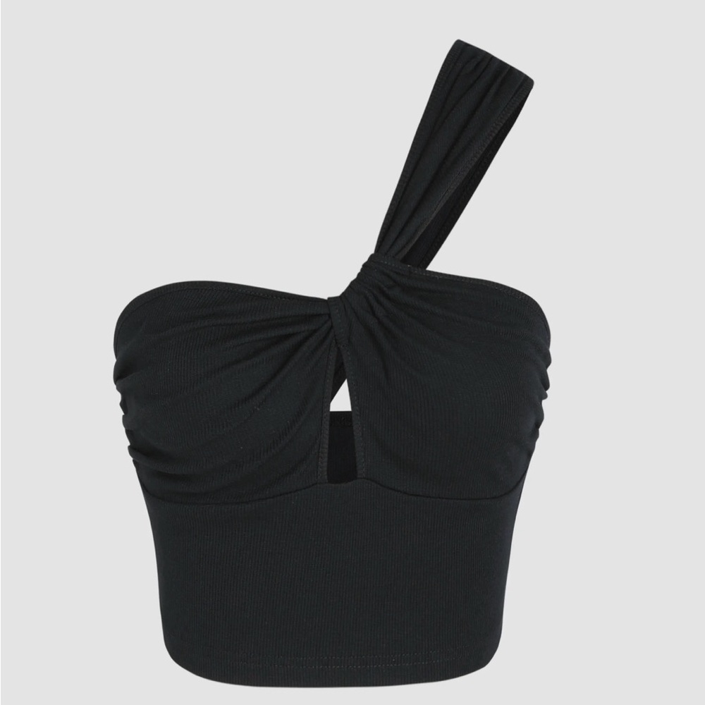 Cider Black Asymmetrical Crop Top